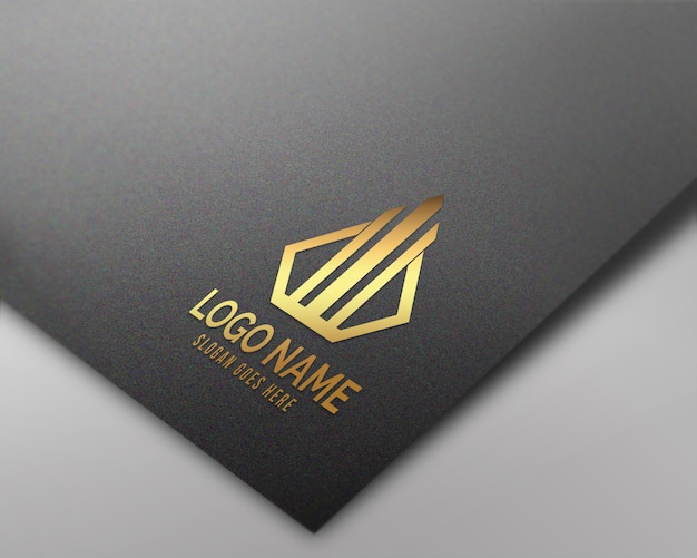 Download Premium PSD | Modern 3d realistic black paper gold logo mockup