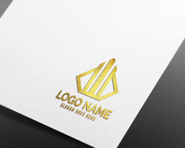 Download Modern 3d realistic paper gold logo mockup | Premium PSD File