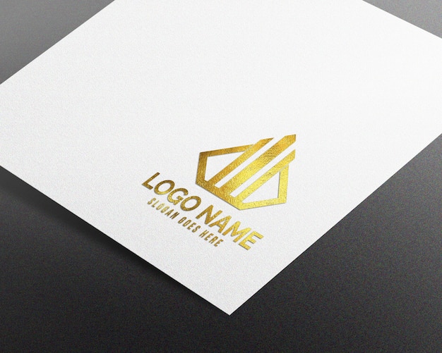 Download Modern 3d realistic paper gold logo mockup | Premium PSD File