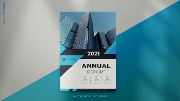 Download Free Psd Modern Annual Report Brochure Mockup Template With Abstract Blue Shapes