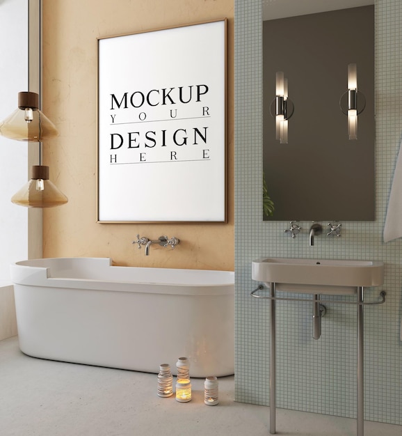 Download Premium PSD | Modern bathroom with mockup design poster frame