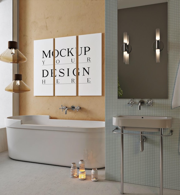 Download Premium PSD | Modern bathroom with mockup design poster