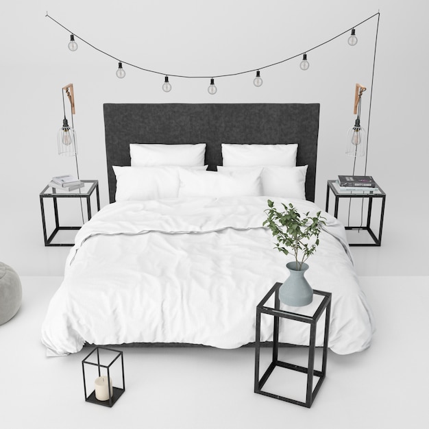 Download Modern bedroom mockup with decorative elements | Free PSD File