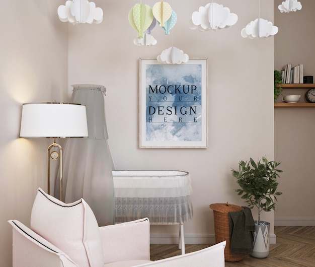 Download Premium PSD | Modern classic baby bedroom with mockup poster