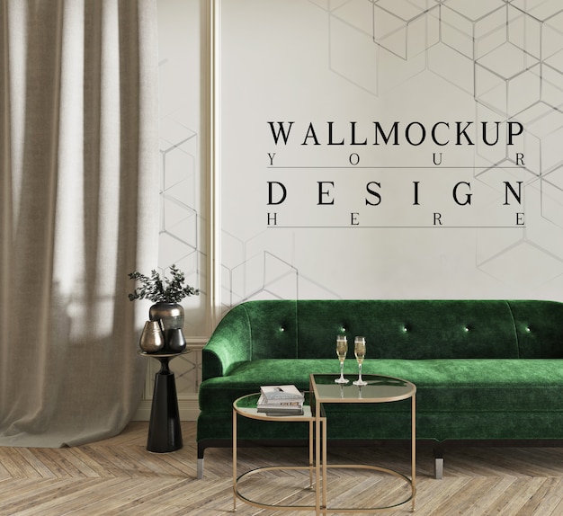 Download Modern classic living room with mockup wall | Premium PSD File