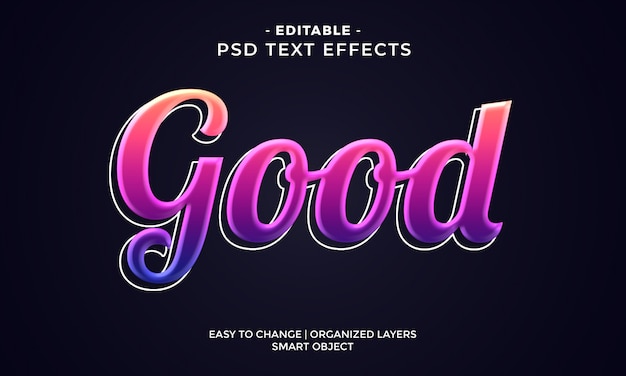 Modern colorful glossy good text effect | Premium PSD File