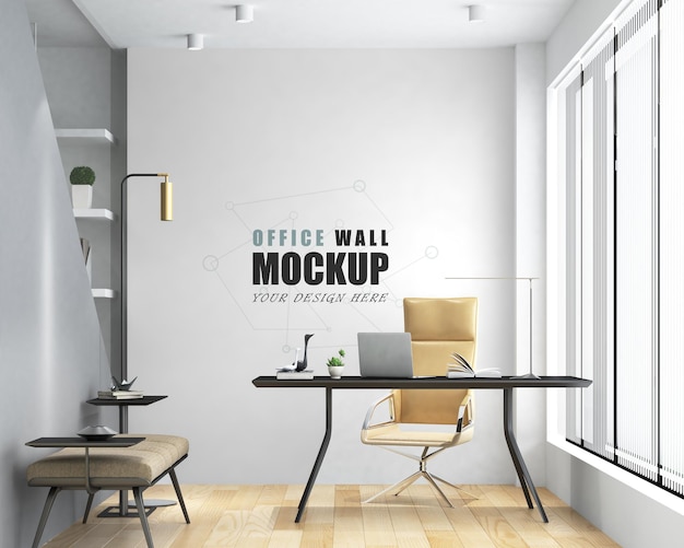 Download Premium PSD | Modern design management office wall mockup