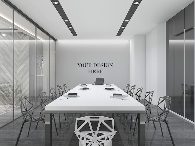 Download Premium PSD | Modern design meeting room wall mockup with furniture and glass wall