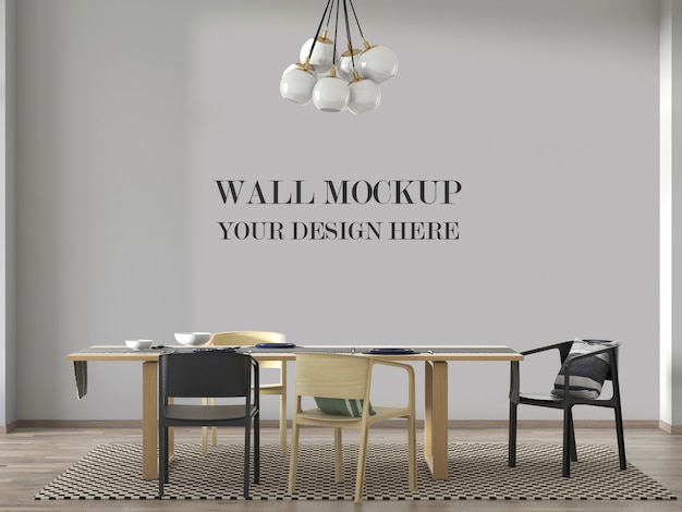 Download Modern dining room wall mockup with table and chairs | Premium PSD File