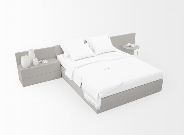 Download Modern double bed mockup isolated | Free PSD File