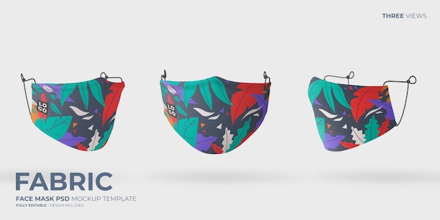 Download Free PSD | Modern fabric face mask mockup in three views