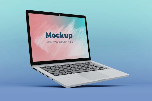 Download Premium PSD | Modern floating laptop display mockup design ...