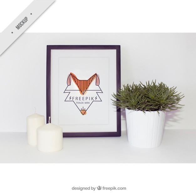 Download Modern Frame Image With Candles And Flowerpot Psd Template Best Free Downloads New Design Psd Mockups PSD Mockup Templates