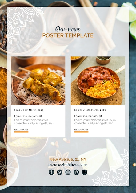 Modern indian food poster template Free Psd