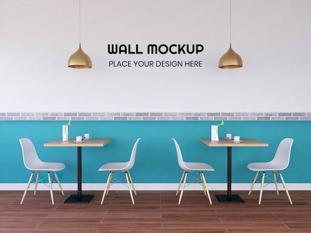 Premium Psd Modern Interior Cafe Wallpaper Mockup