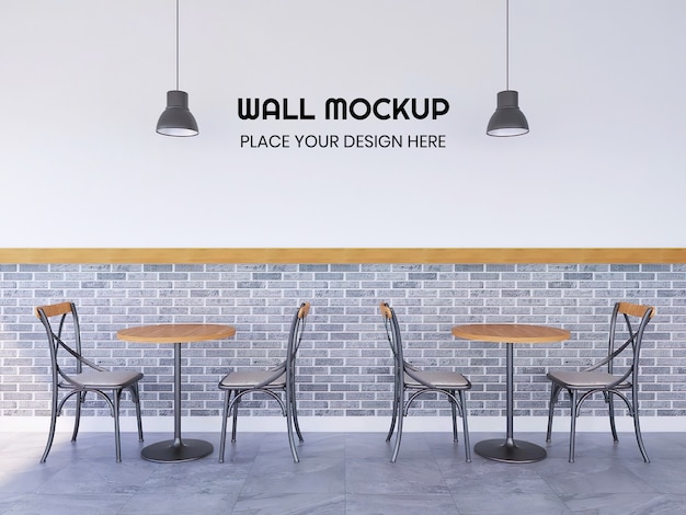 Download Premium PSD | Modern interior cafe wallpaper mockup