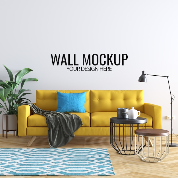 Download Modern interior living room wall mockup background | Premium PSD File
