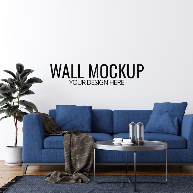 Download Modern interior living room wall mockup background PSD file | Premium Download