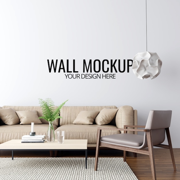 Download Modern interior living room wall mockup background ...