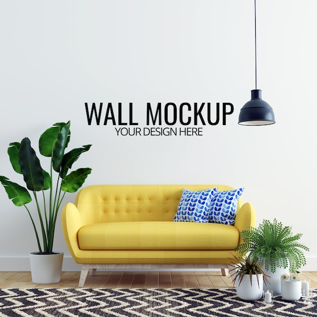 Premium PSD | Modern interior living room wall mockup ...