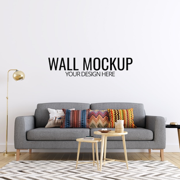 Download Premium PSD | Modern interior living room wall mockup background