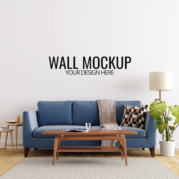 Download Modern interior living room wall mockup background PSD ...