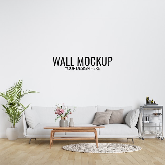Download Premium PSD | Modern interior living room wall mockup with furniture and decor