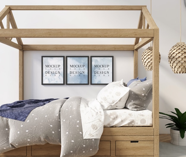 Download Modern kids bedroom design with mockup poster | Premium PSD File