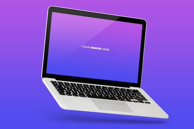 Premium PSD | Modern laptop with shadow mockup isolated