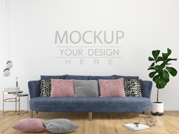 Download Free Psd Modern Living Room Interior Wall Mockup