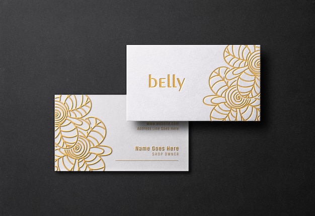 Download Modern & luxury business card mockup with gold letterpress and emboss effect | Premium PSD File