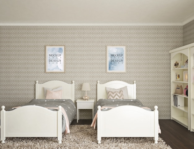 Download Premium PSD | Modern luxury kids bedroom with mockup ...