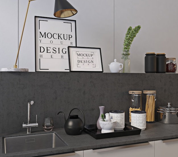 Download Premium PSD | Modern luxury kitchen design with mockup ...