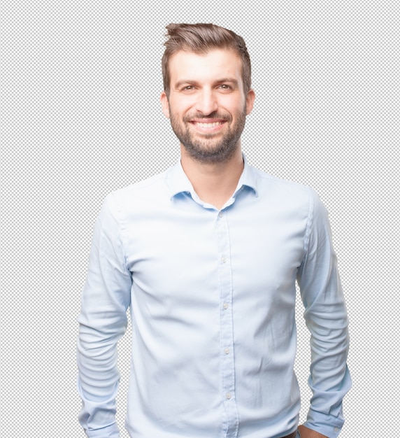 Modern man smiling PSD Template