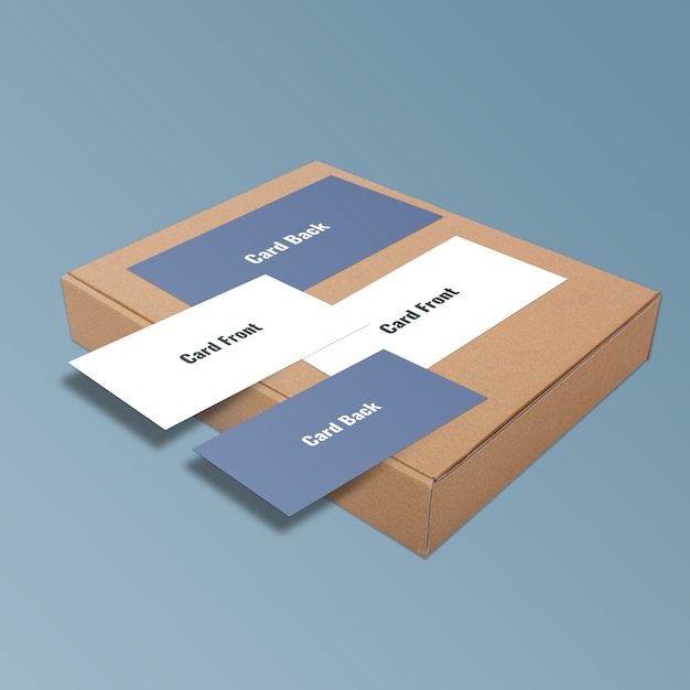 Modern and minimal business card on box Premium Psd