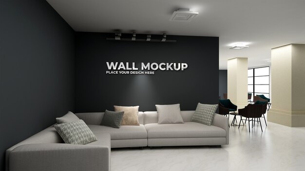 Download Premium PSD | Modern office lobby waiting room wall mockup