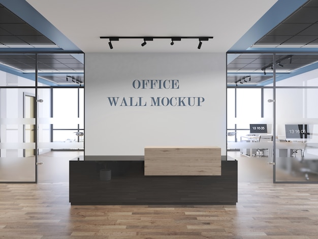 Download Premium PSD | Modern office reception wall mockup