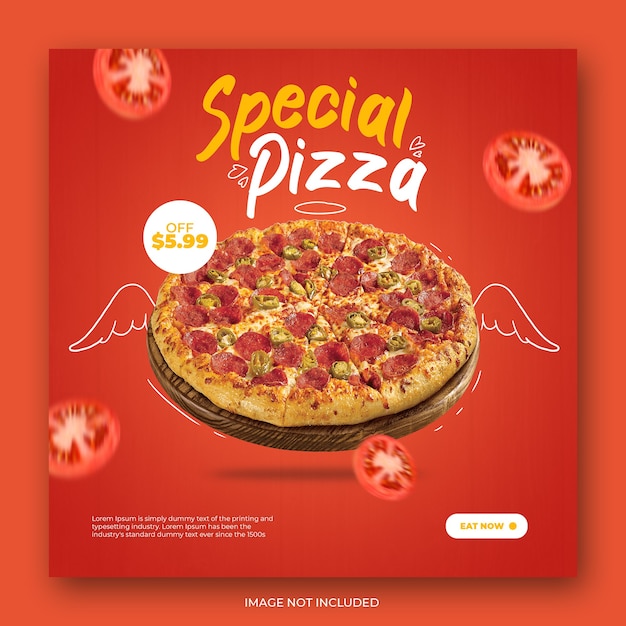 Premium PSD | Modern pizza instagram post template