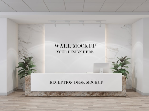 Download Premium PSD | Modern reception desk and wall mockup