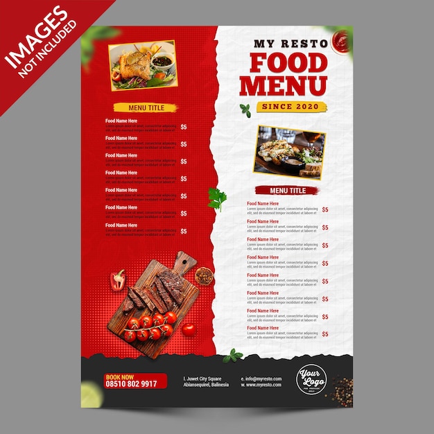  Modern and simple restaurant or cafe food menu template premium psd Premium Psd