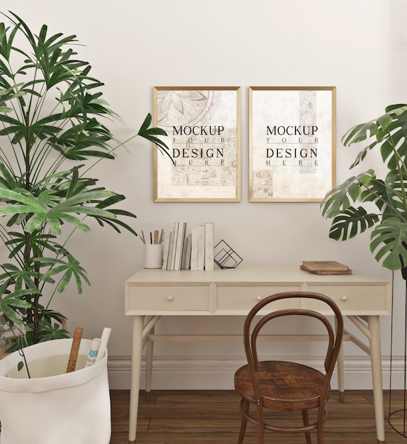 Modern and simple study room design with mockup frame ... on {keyword}