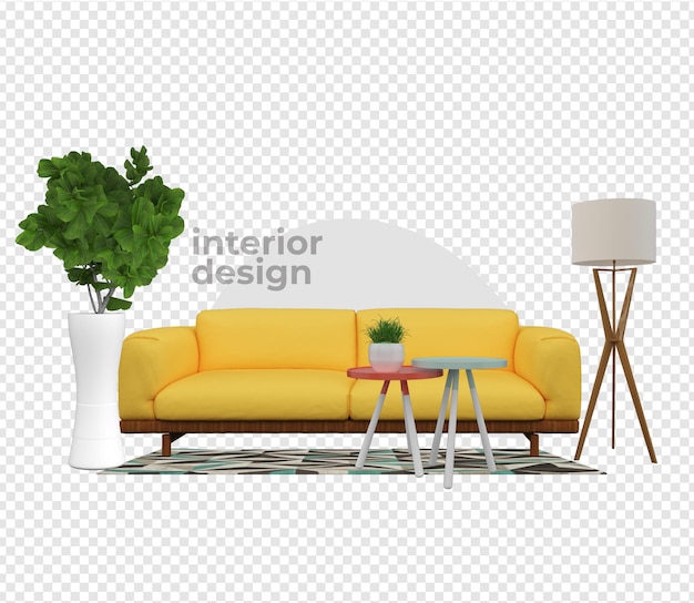 Premium PSD | Modern sofa interior decoration in 3d rendering