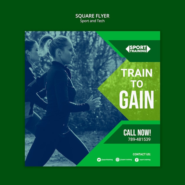 Modern sport and tech square flyer template Free Psd