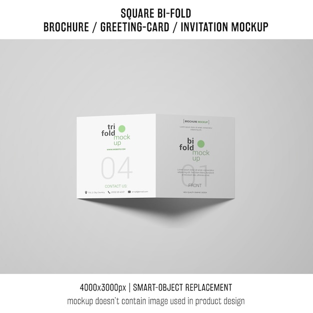 Modern square bi-fold brochure or greeting card mockup PSD Template