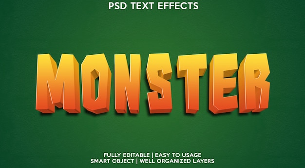 Premium PSD | Monster text effect template