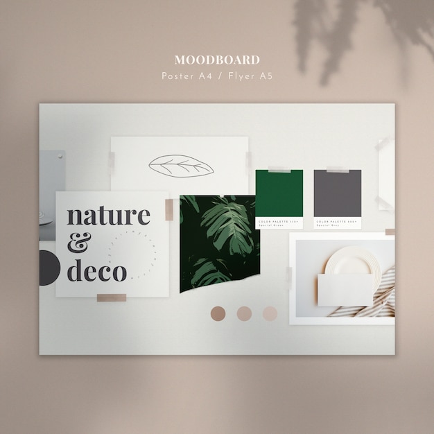 Download Free Psd Moodboard With Plants And Sketch PSD Mockup Templates