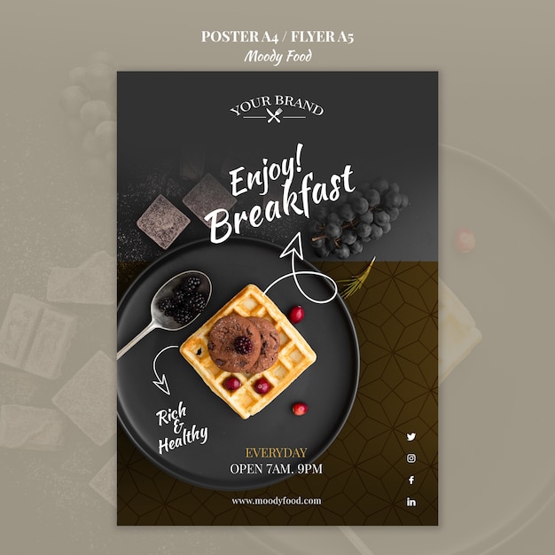 Download Free PSD | Moody food restaurant flyer concept mock-up