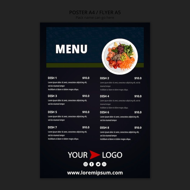 Free PSD | Moody food restaurant menu template