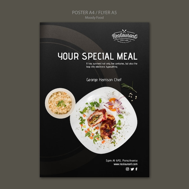 Download Moody food restaurant poster concept mock-up PSD file | Free Download