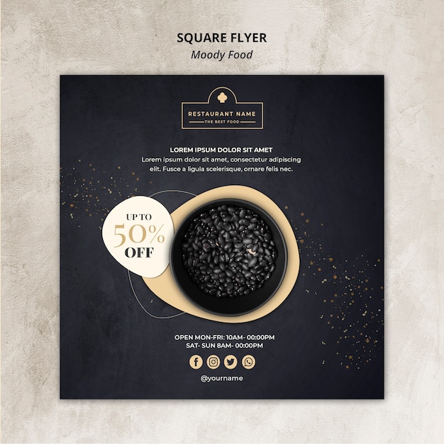 Download Moody food restaurant square flyer concept mock-up PSD file | Free Download